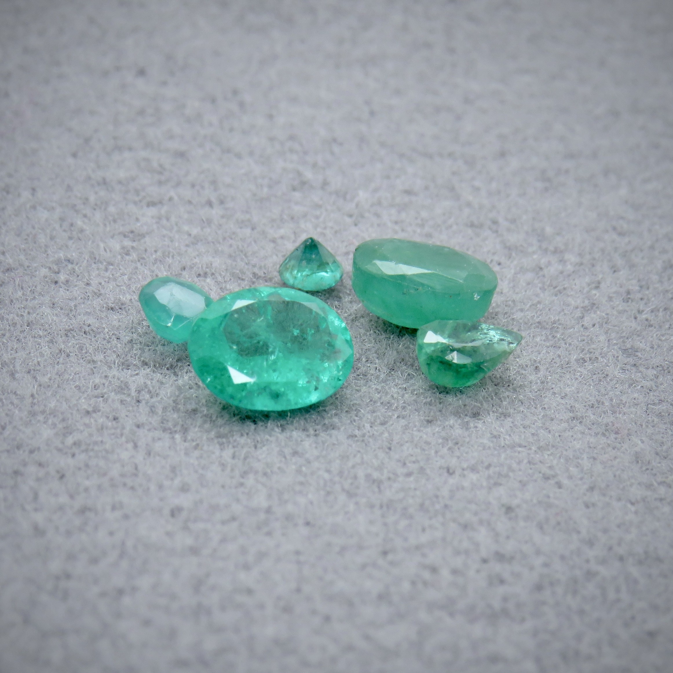 Different shaped green stones