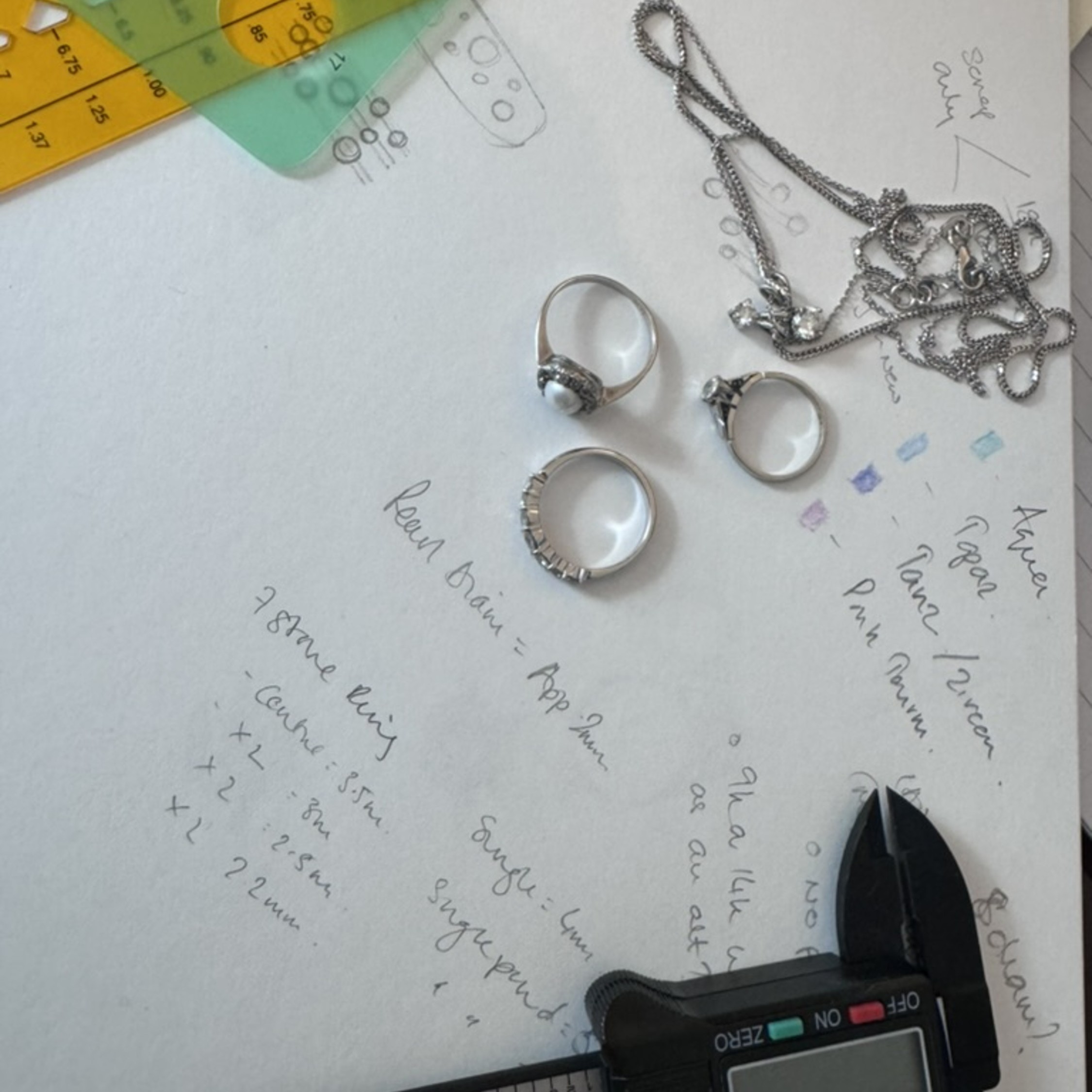 Rings, calibers and drawings